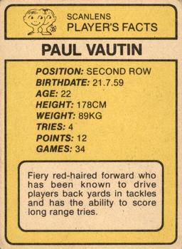1981 Scanlens #13 Paul Vautin Back